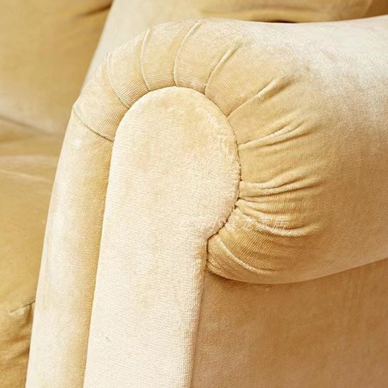 House of Hampton® French retro yellow sofa living room fashion velvet